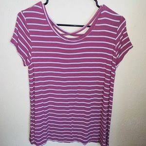 Basic Striped Top/T-Shirt W/ Back Straps Crossed